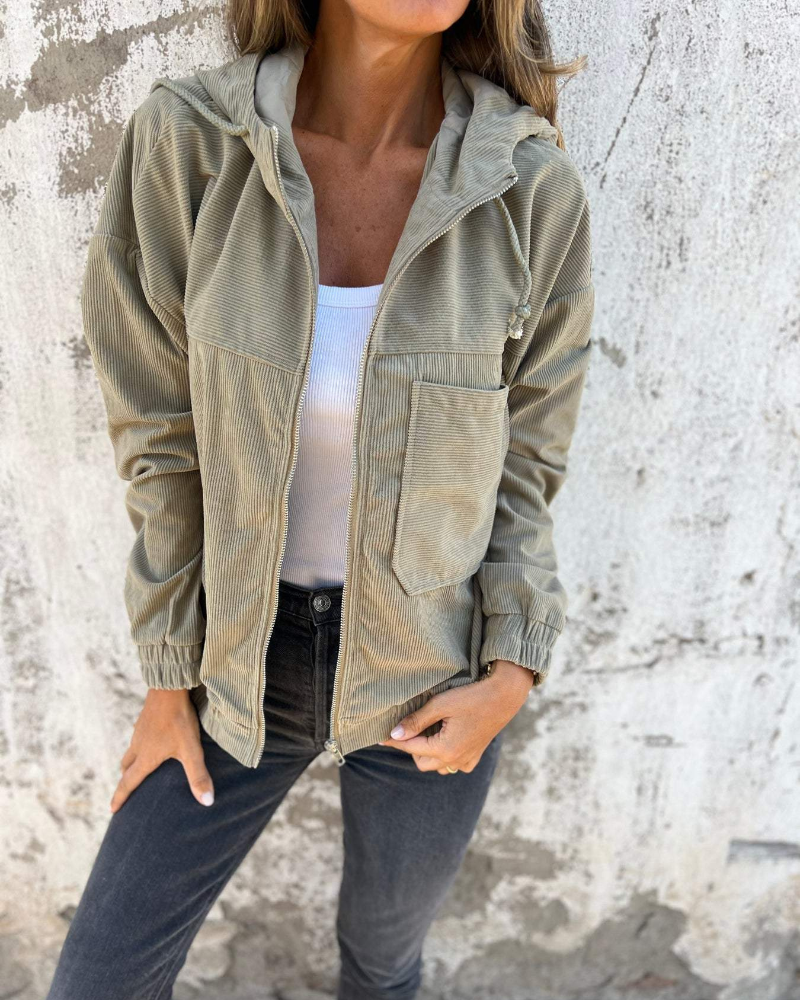 Ella | Corduroy Hoodie met Rits
