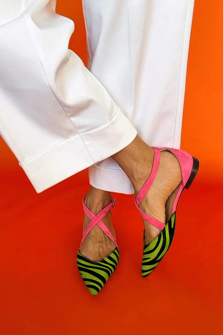 LUCREZIA | Elegante ballerina's met zebradetails en glamour roze bandjes