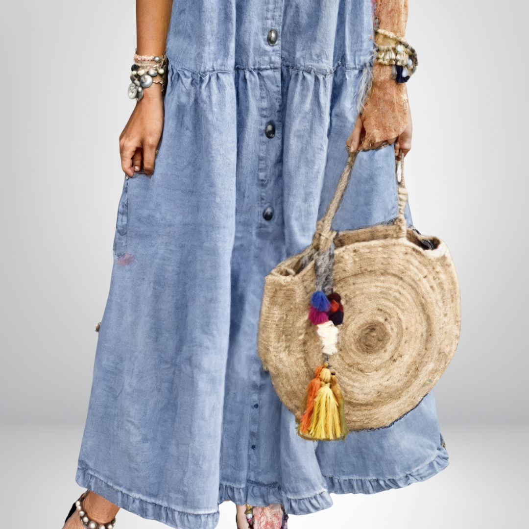 Sofia® | Zachte Denim Jurk met Knopen