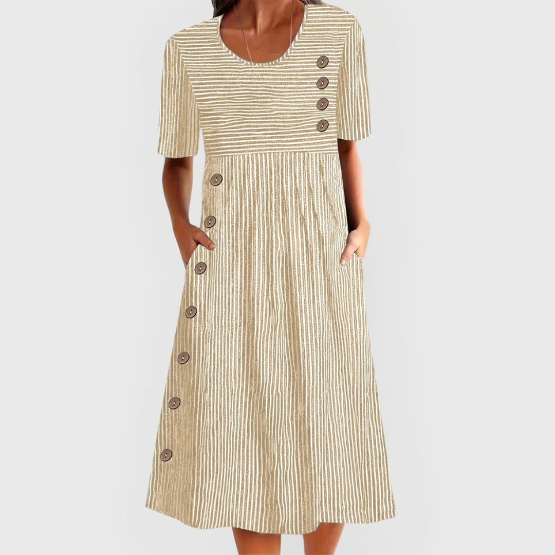 Wanda™ Gestreepte Midi Jurk