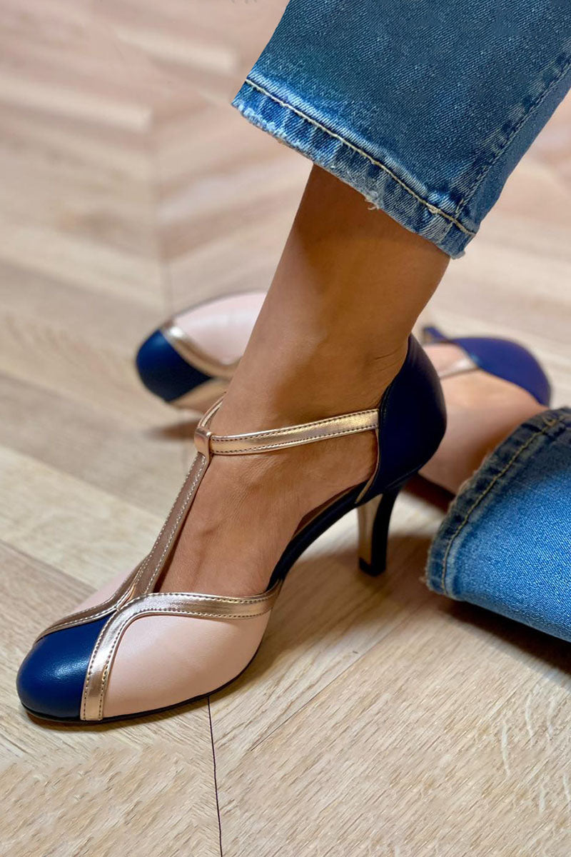 Alessia™ | Kleurrijke en comfortabele T-strap pumps met ronde neus