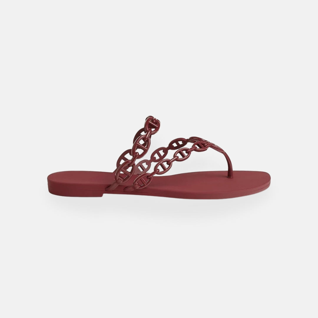 Noa | Zwarte slippers met ketting