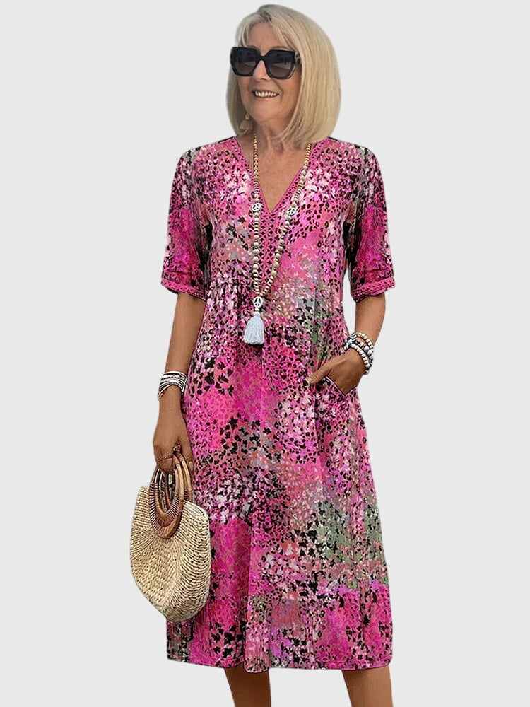 Bella | Elegante Bloemen Midi Jurk