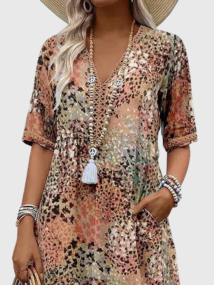Bella | Elegante Bloemen Midi Jurk