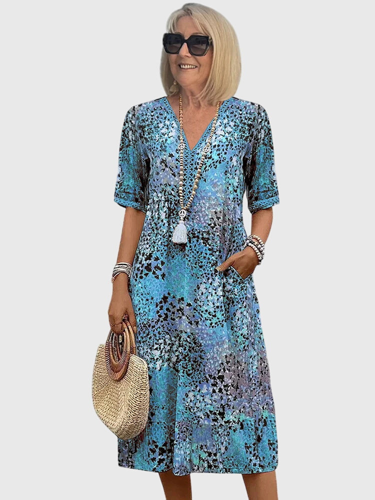 Bella | Elegante Bloemen Midi Jurk