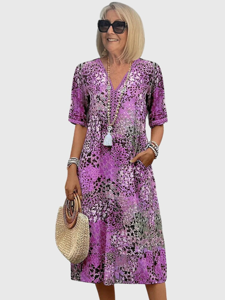 Bella | Elegante Bloemen Midi Jurk