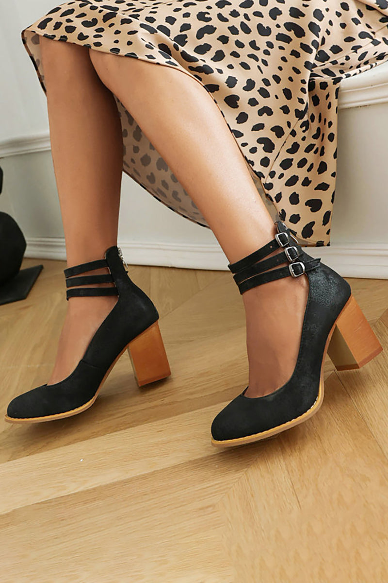 Casilda | Gladde sandalen met enkelbandje en dikke hak