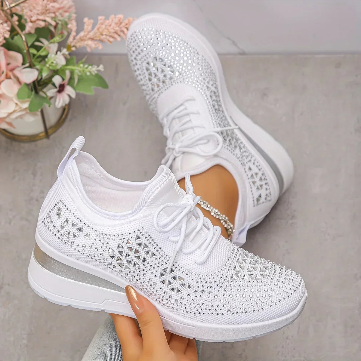 Giselle â Orthopedische sneakers met fonkelende strass