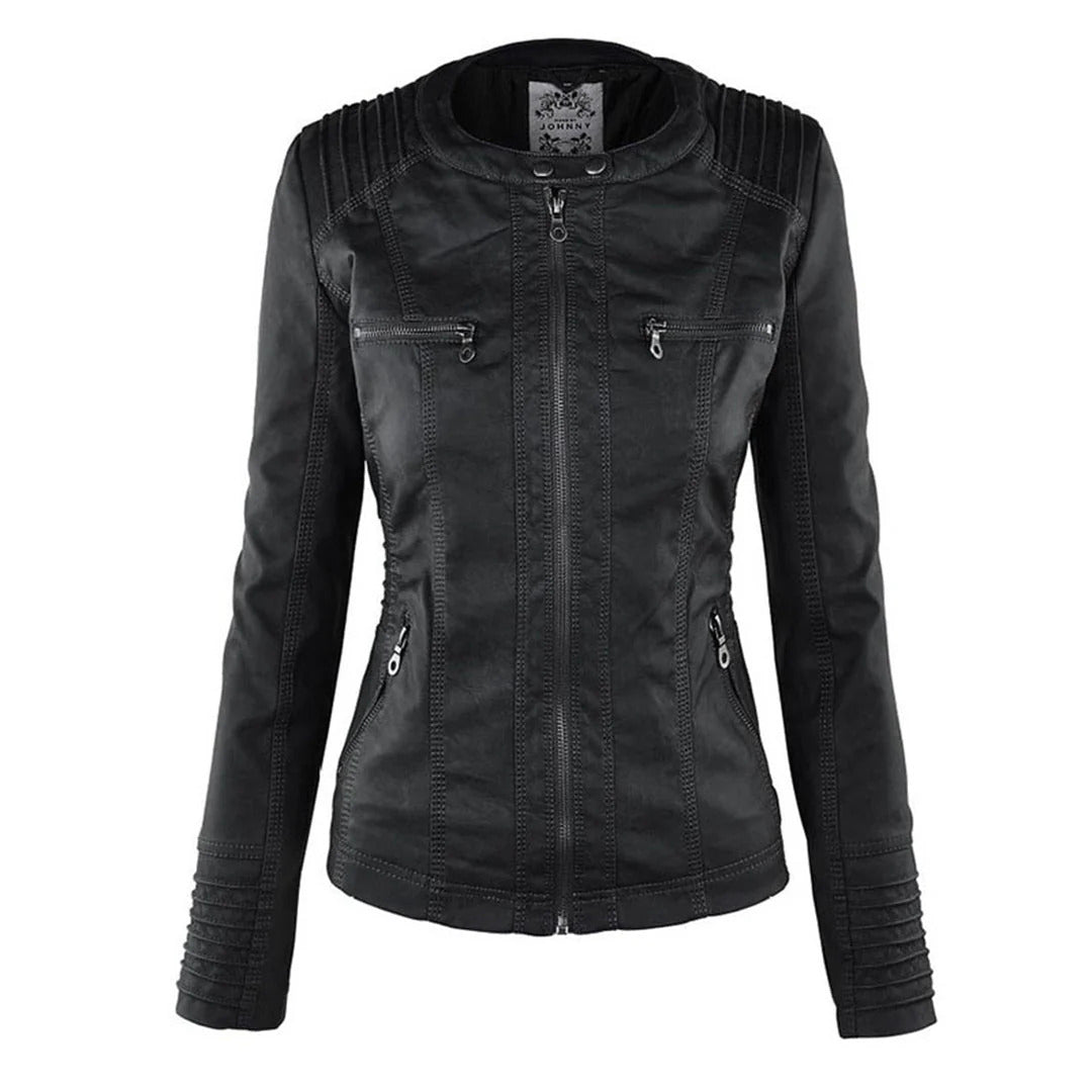 Ivory™ | Weerbestendige Dames Leren Jas met Capuchon