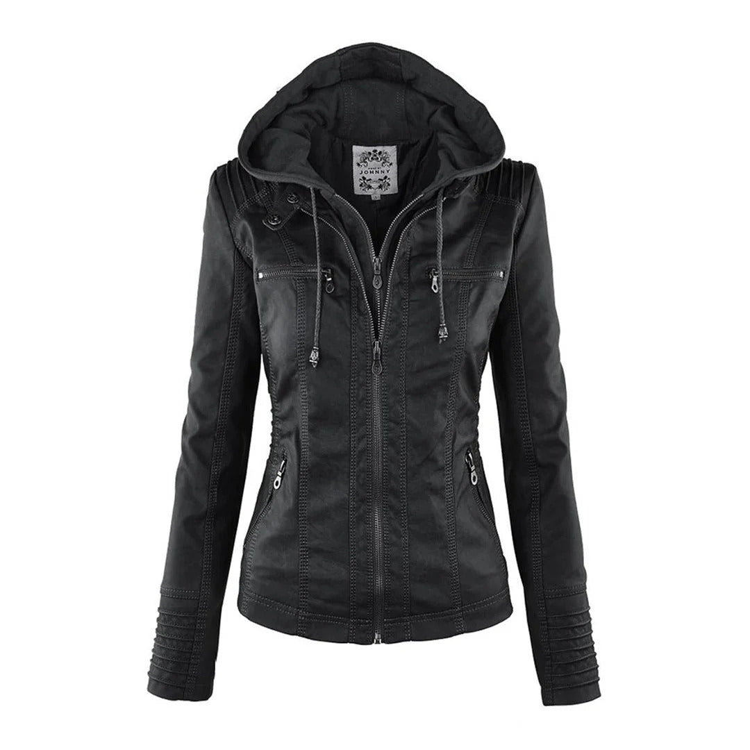 Ivory™ | Weerbestendige Dames Leren Jas met Capuchon