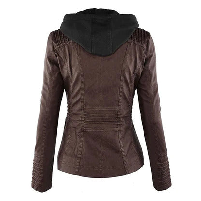 Ivory™ | Weerbestendige Dames Leren Jas met Capuchon