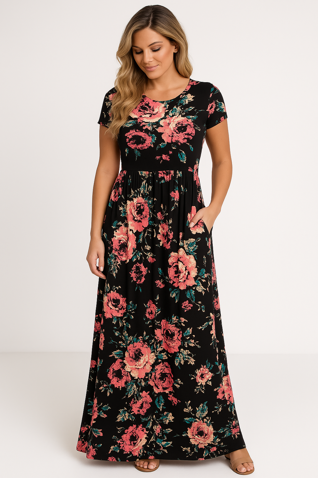 Weslie - Bloemen Maxi Jurk