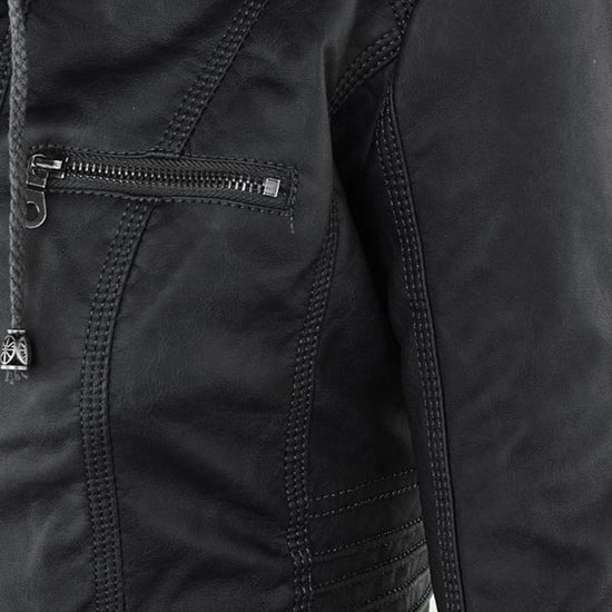 Ivory™ | Weerbestendige Dames Leren Jas met Capuchon