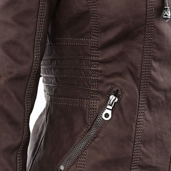 Ivory™ | Weerbestendige Dames Leren Jas met Capuchon