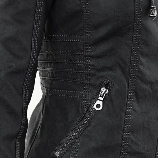 Ivory™ | Weerbestendige Dames Leren Jas met Capuchon