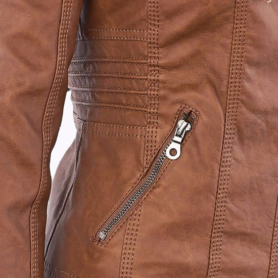 Ivory™ | Weerbestendige Dames Leren Jas met Capuchon