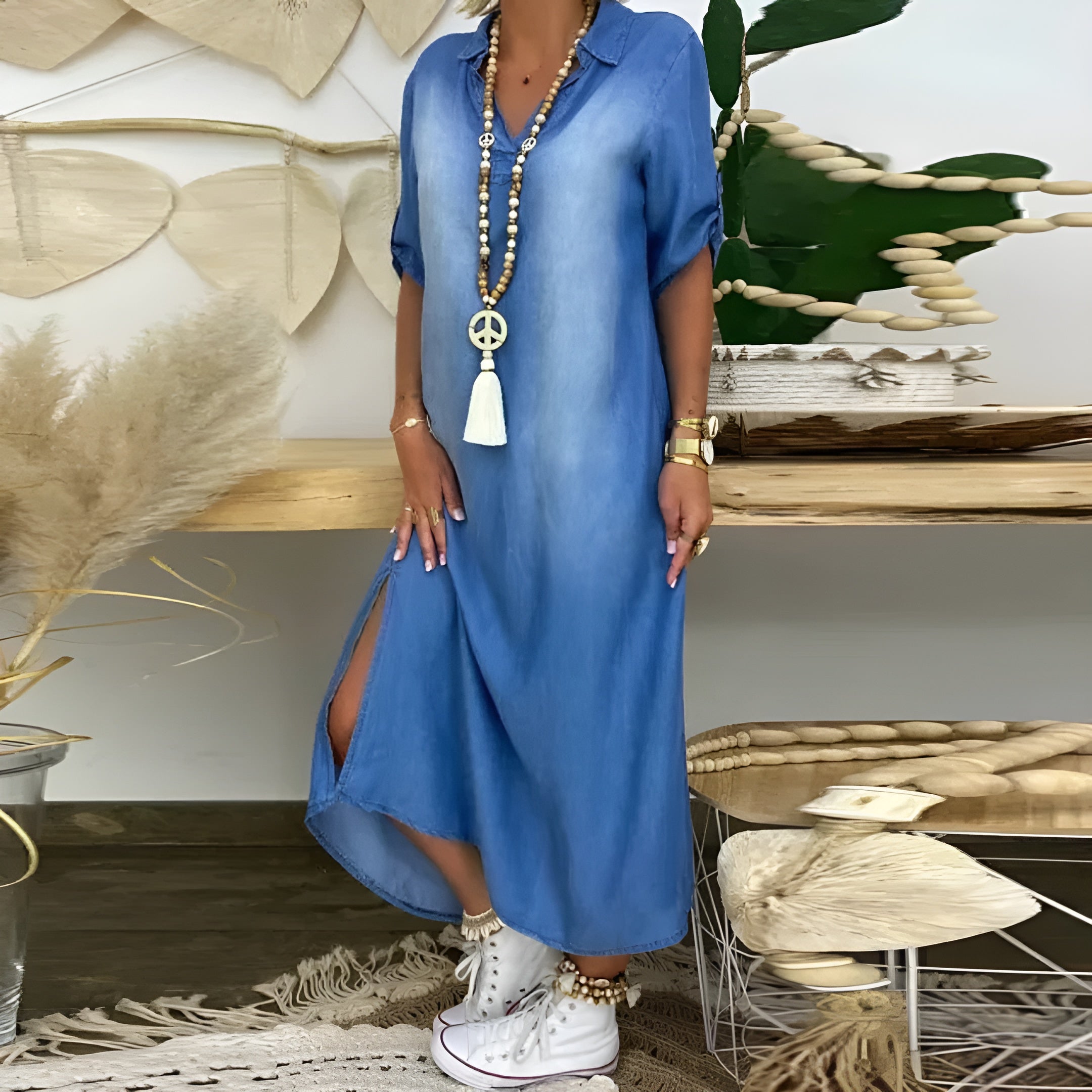 Sofia™ | Denimjurk met V-hals