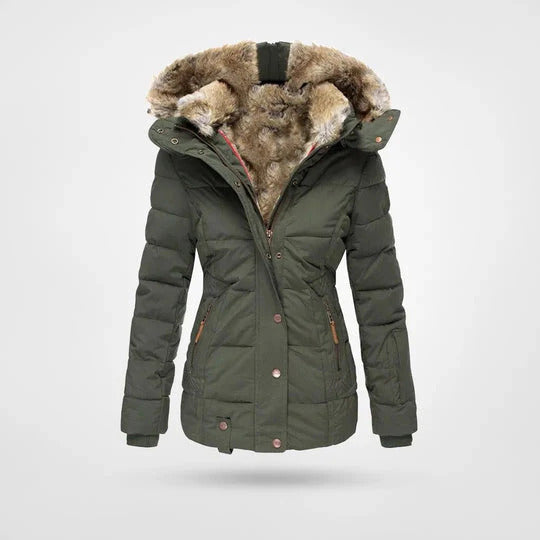 Elvira™ – Winterjas met bontkraag en slank snit
