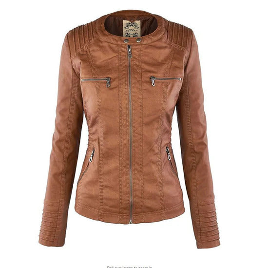 Ivory™ | Weerbestendige Dames Leren Jas met Capuchon