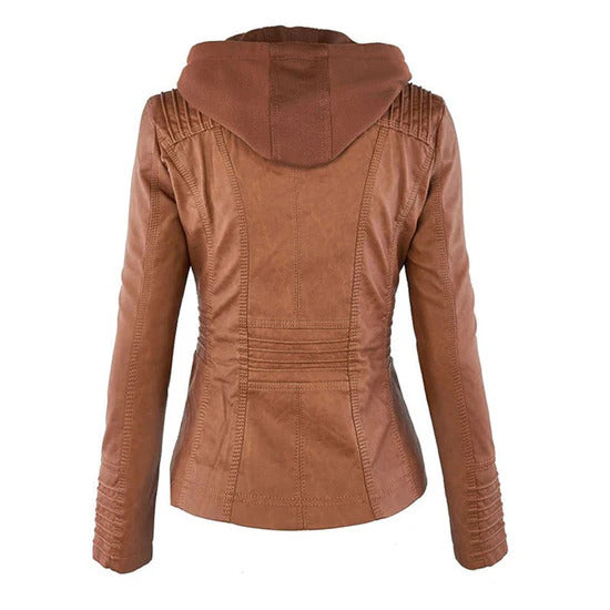 Ivory™ | Weerbestendige Dames Leren Jas met Capuchon