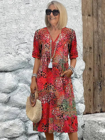 Isabeau | Midi Jurk met Print