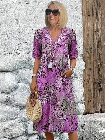Isabeau | Midi Jurk met Print
