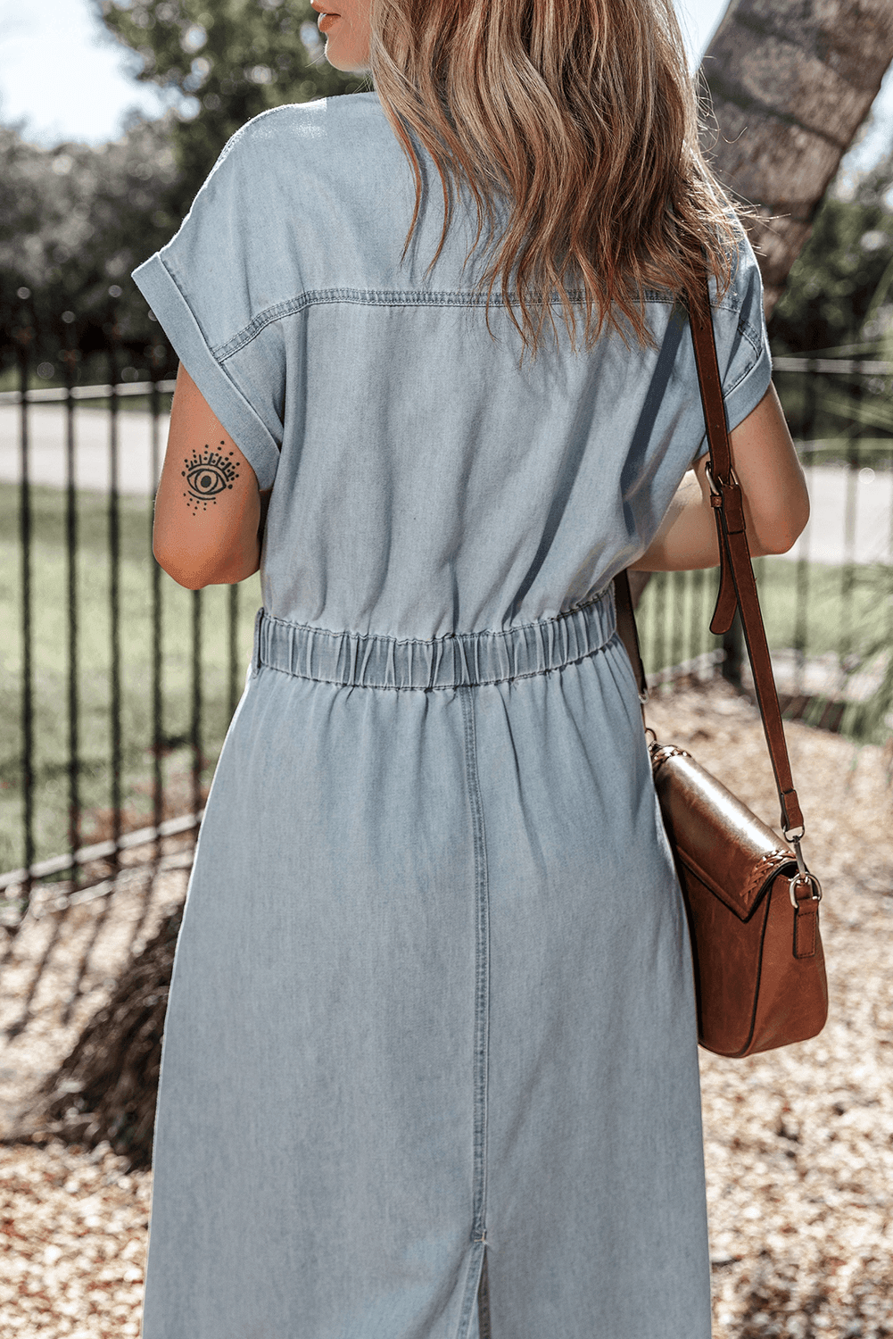 Sofia® | Elegante Denimjurk met Korte Vlindermouwen