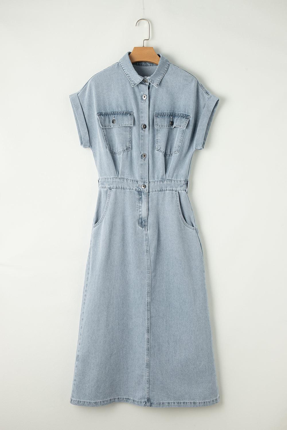 Sofia® | Elegante Denimjurk met Korte Vlindermouwen