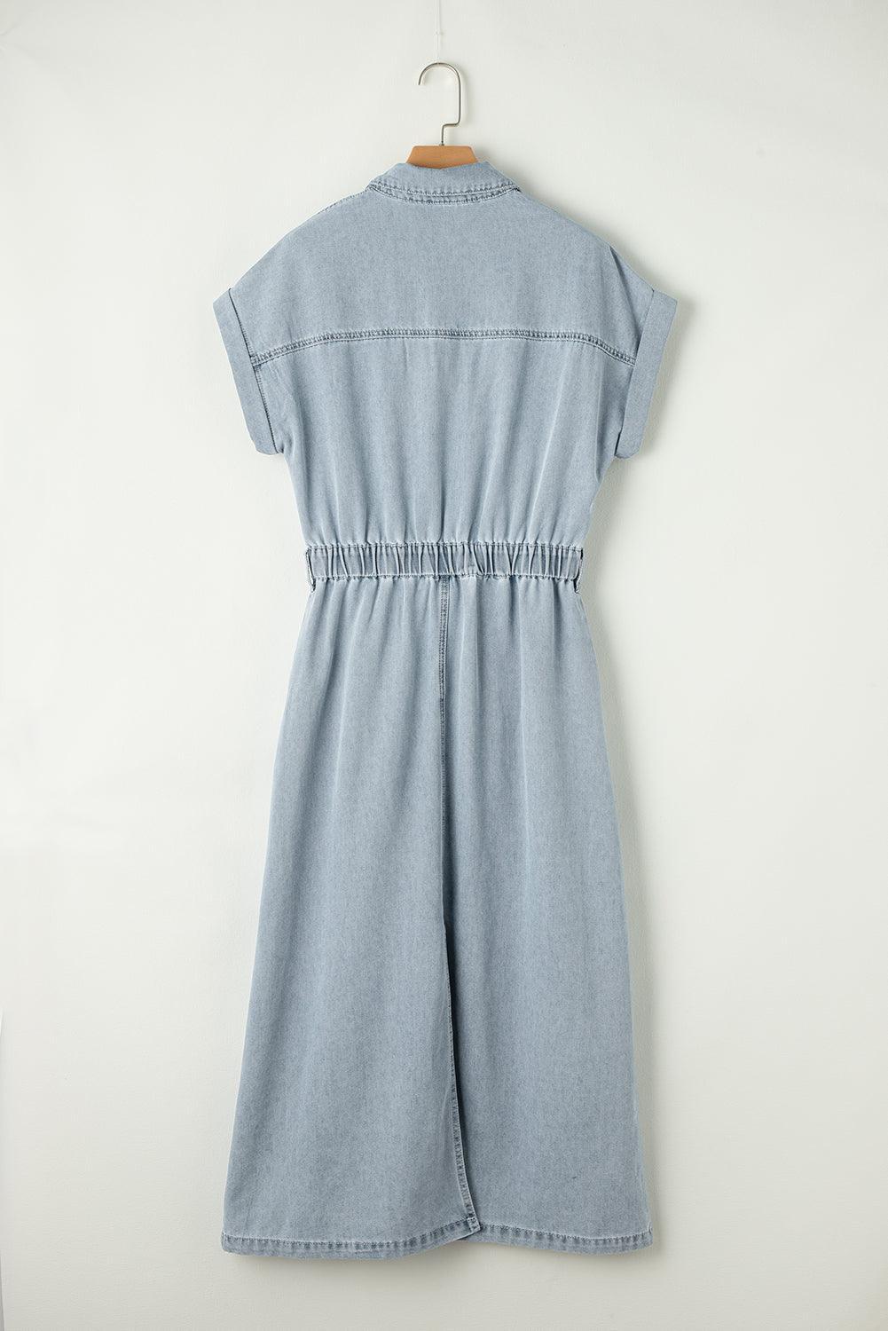 Sofia® | Elegante Denimjurk met Korte Vlindermouwen