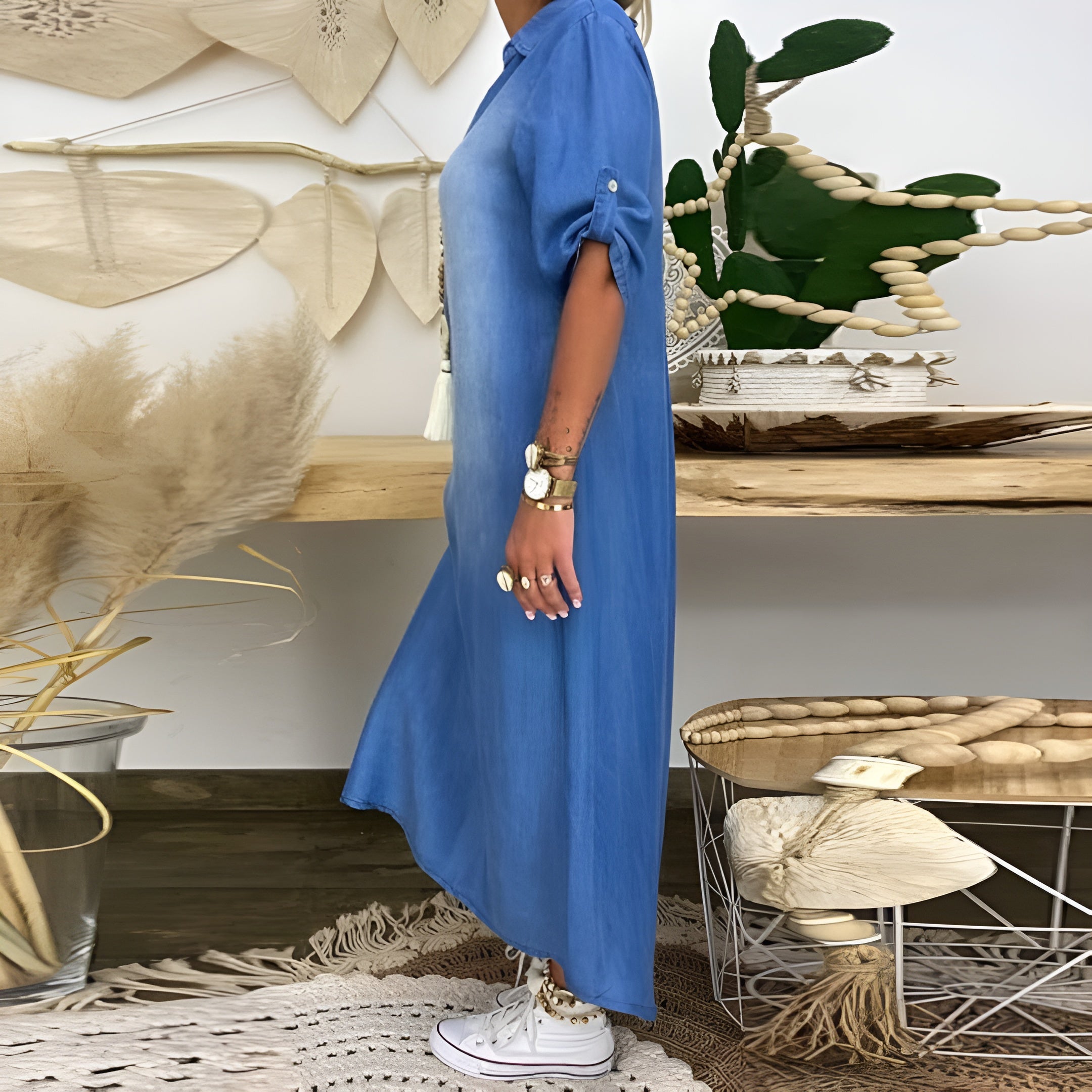 Sofia™ | Denimjurk met V-hals