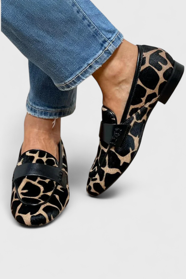 Mocassins in Leer Annelore met Lage Hak en Exclusief Ontwerp