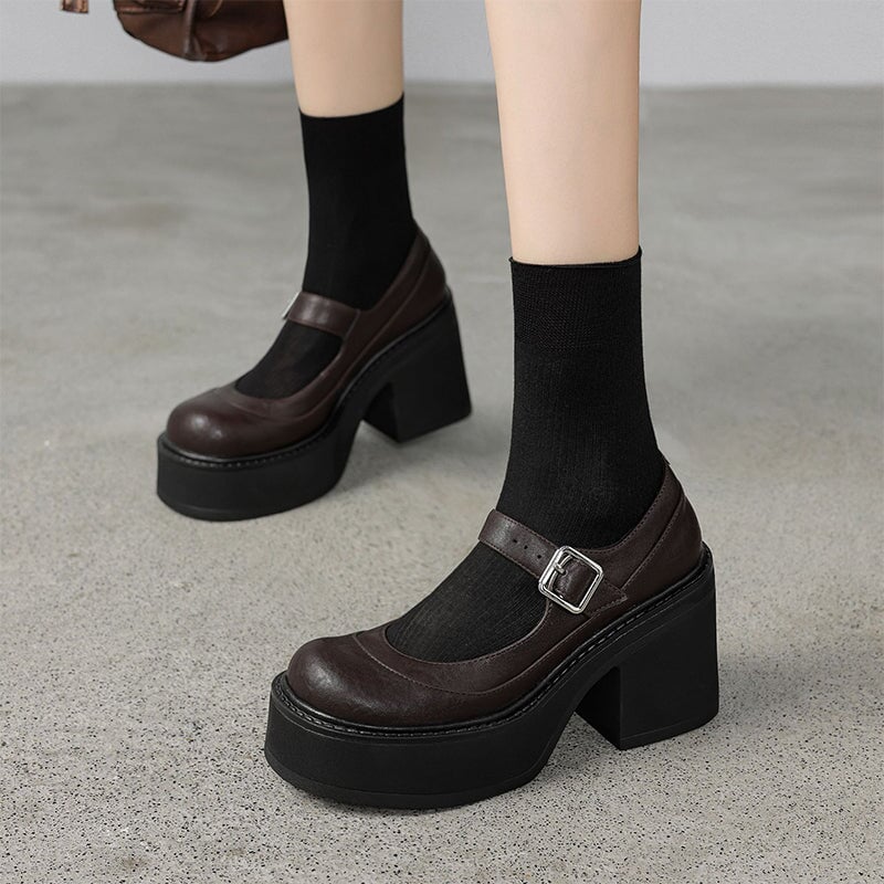 Mary-Jane™| Pela Leren Pumps