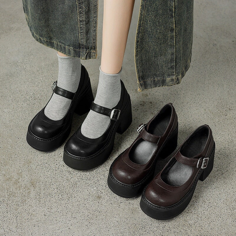 Mary-Jane™| Pela Leren Pumps