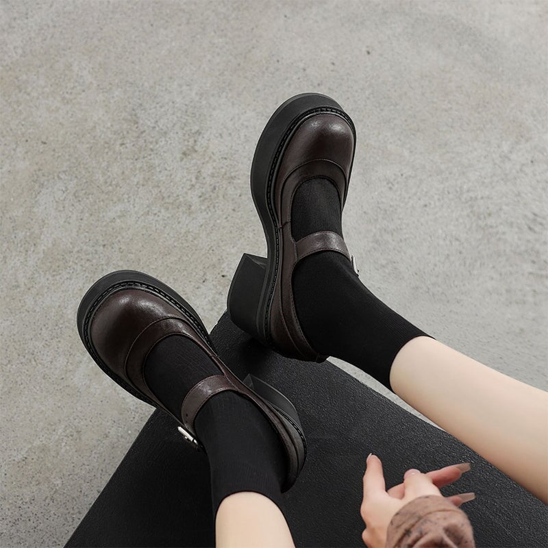 Mary-Jane™| Pela Leren Pumps