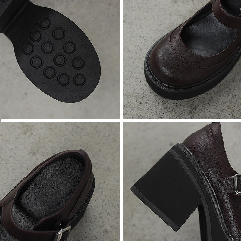 Mary-Jane™| Pela Leren Pumps