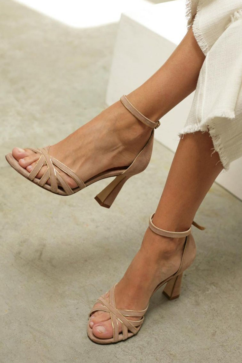 Elviera™ | Patchwork sandalen met ronde neus en fijne hak