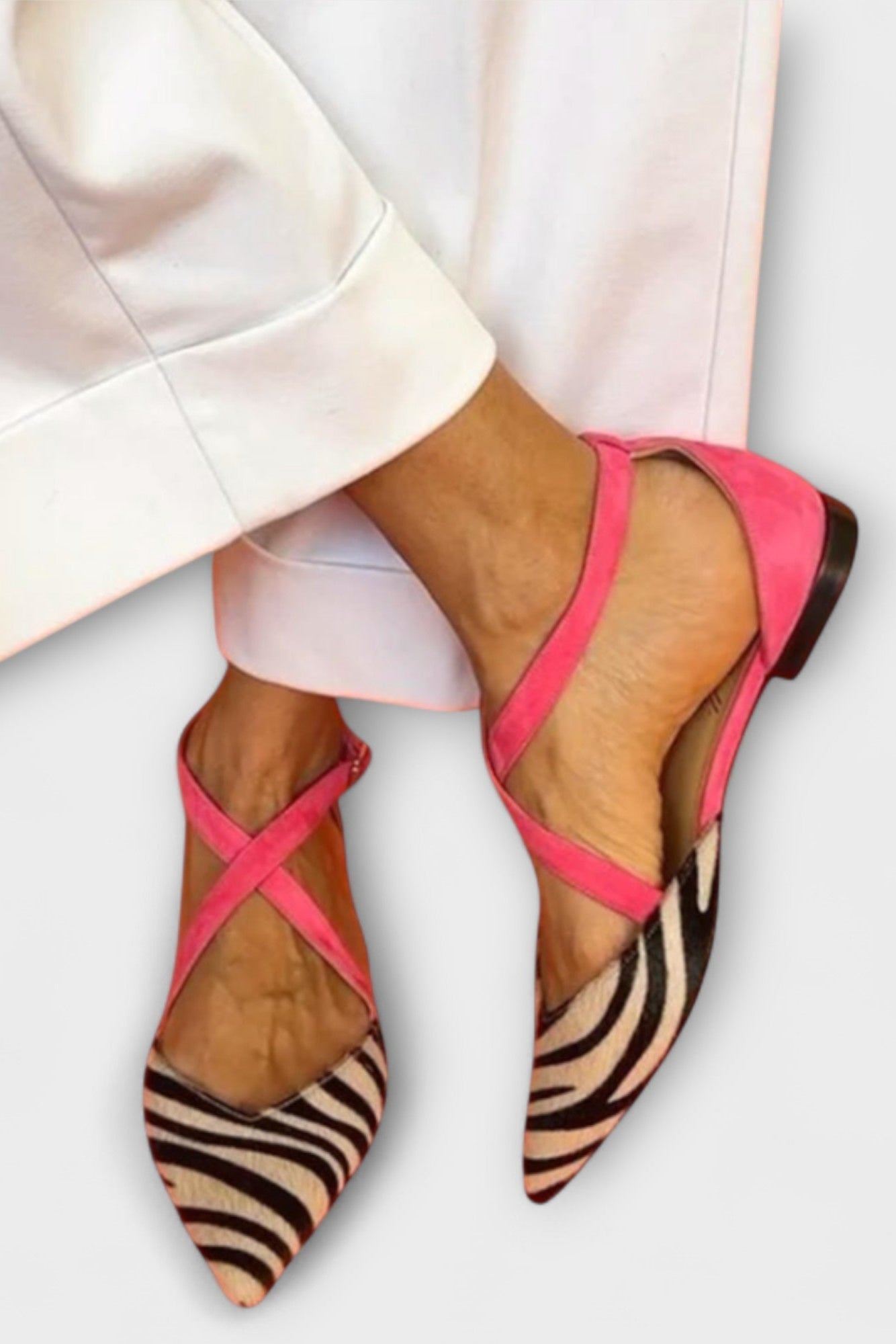 Ballerina Fenna met Zebra-Print en Kruisbandjes