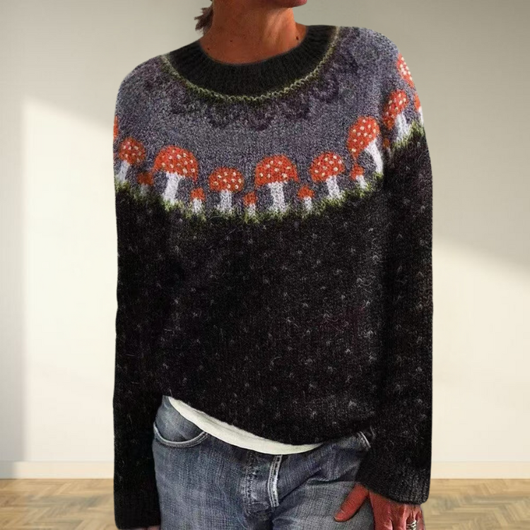 Button Mushroom Jumper – Losse Pasvorm Perfect voor Weekendcomfort en Casual Chic Uiterlijk