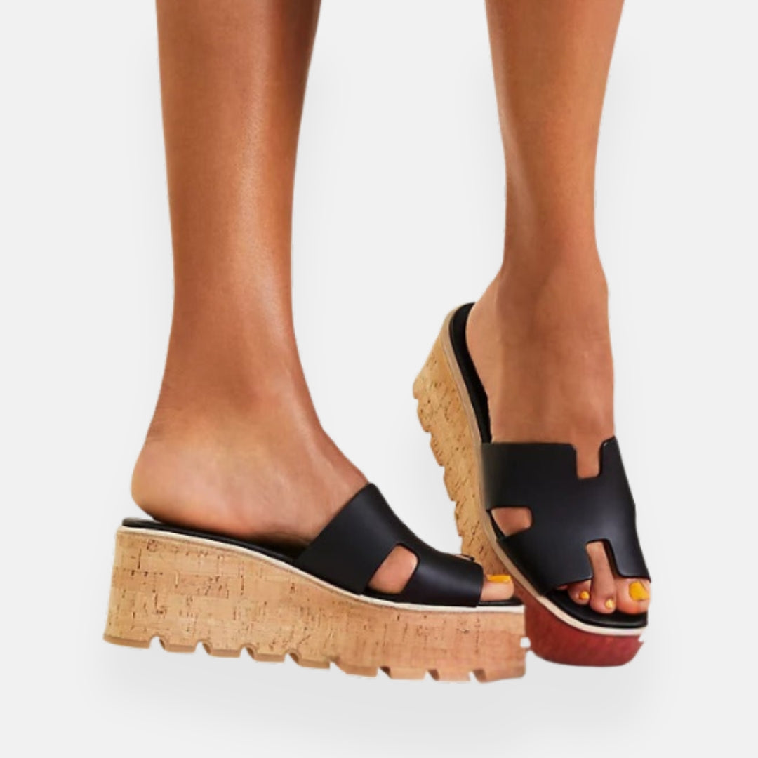 Lana | Platform mules met kurken zool
