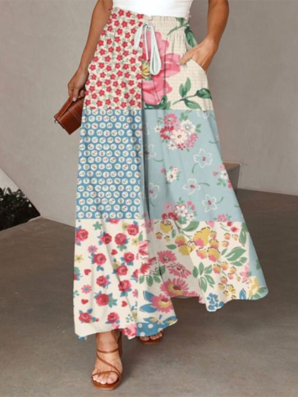 ELIZA | FLORAL PATCHWORK MAXI ROK