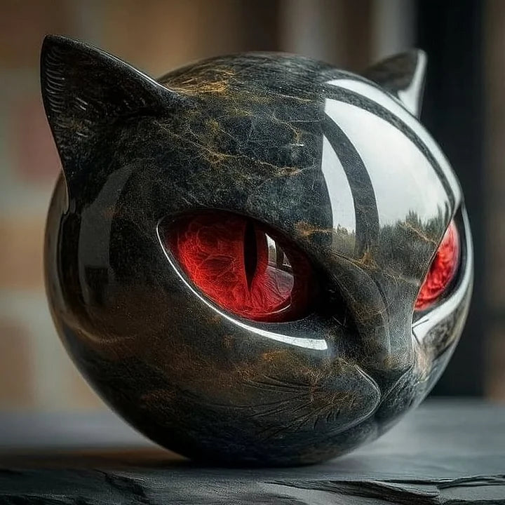 NyxCharm - Mystieke Zwarte Kat Hoofd Sculptuur