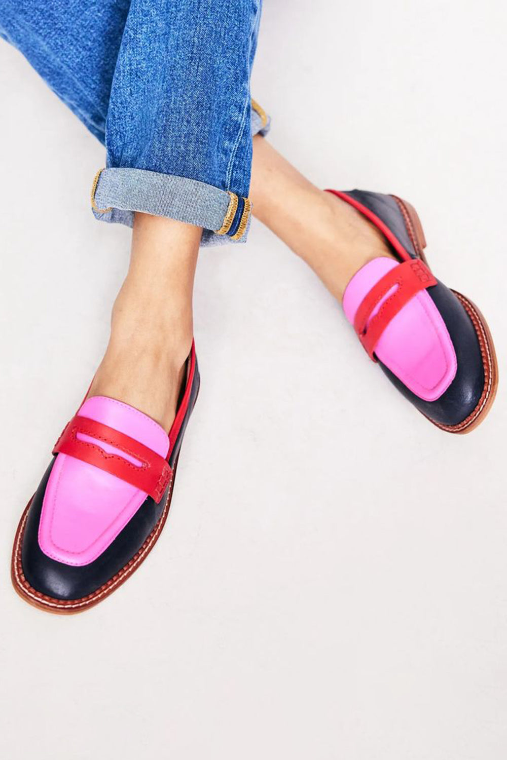Lunessa | Zwarte mocassins met gekleurde accenten