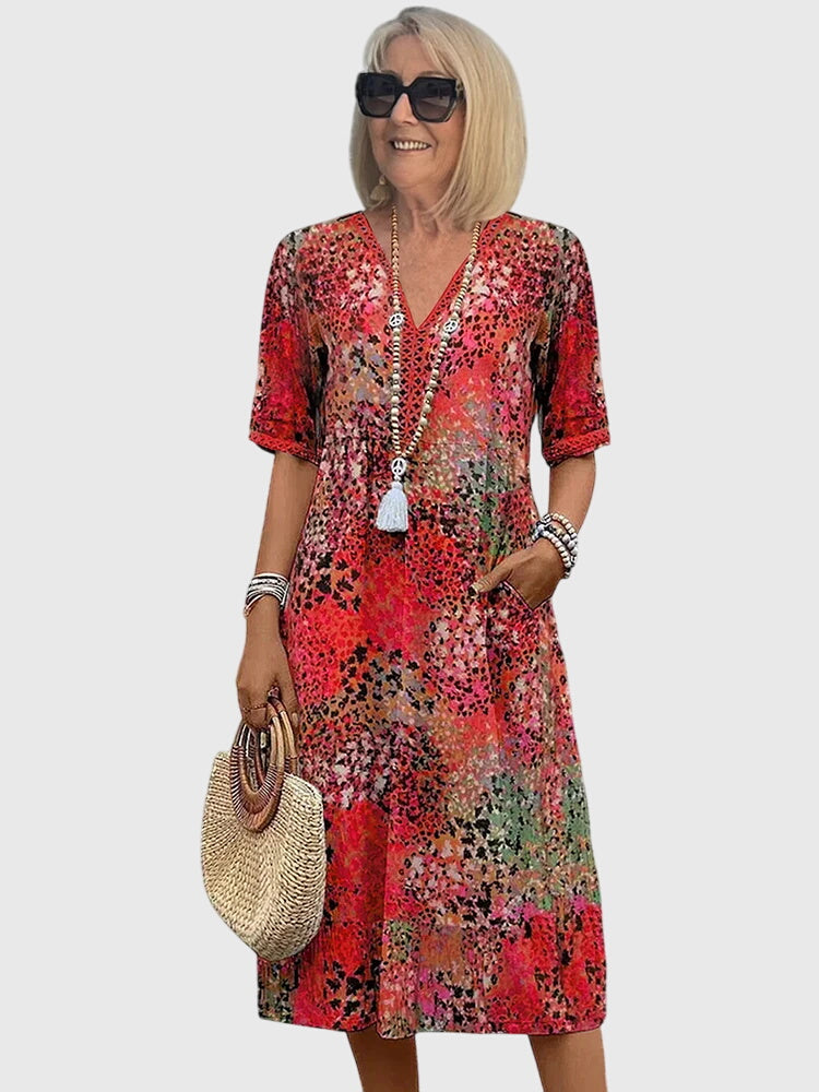 Bella | Elegante Bloemen Midi Jurk