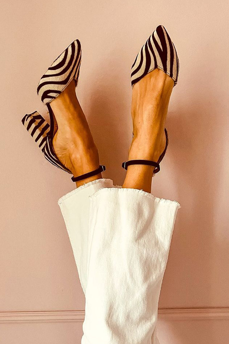 Zebrina™ | Sandalen met middelhoge hak en zebra-print