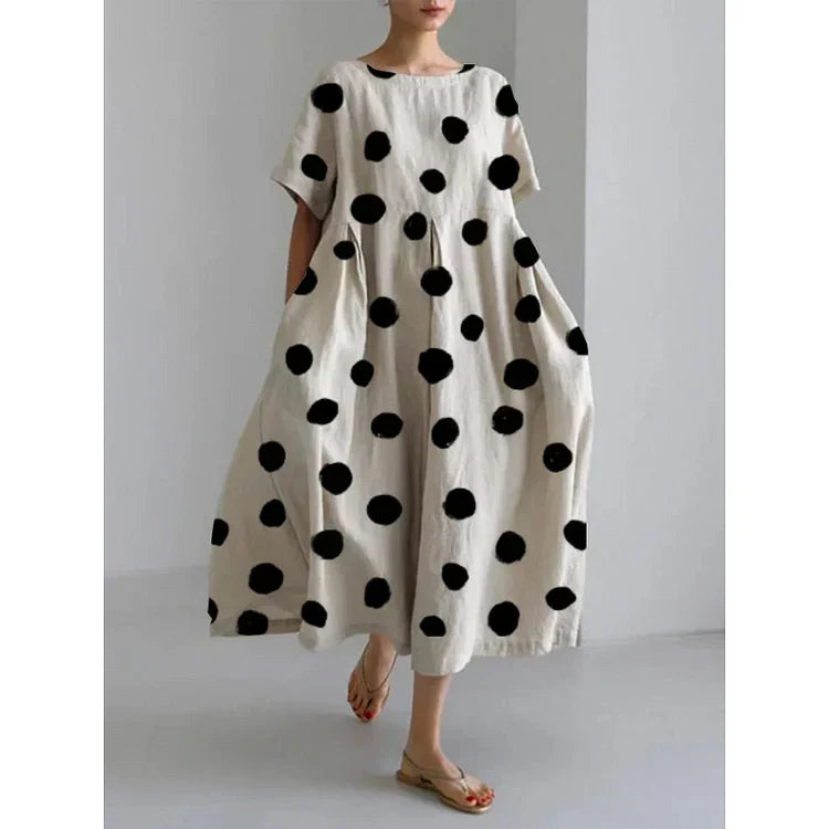 Mira – Viscose Fluide Jurk met Stippen
