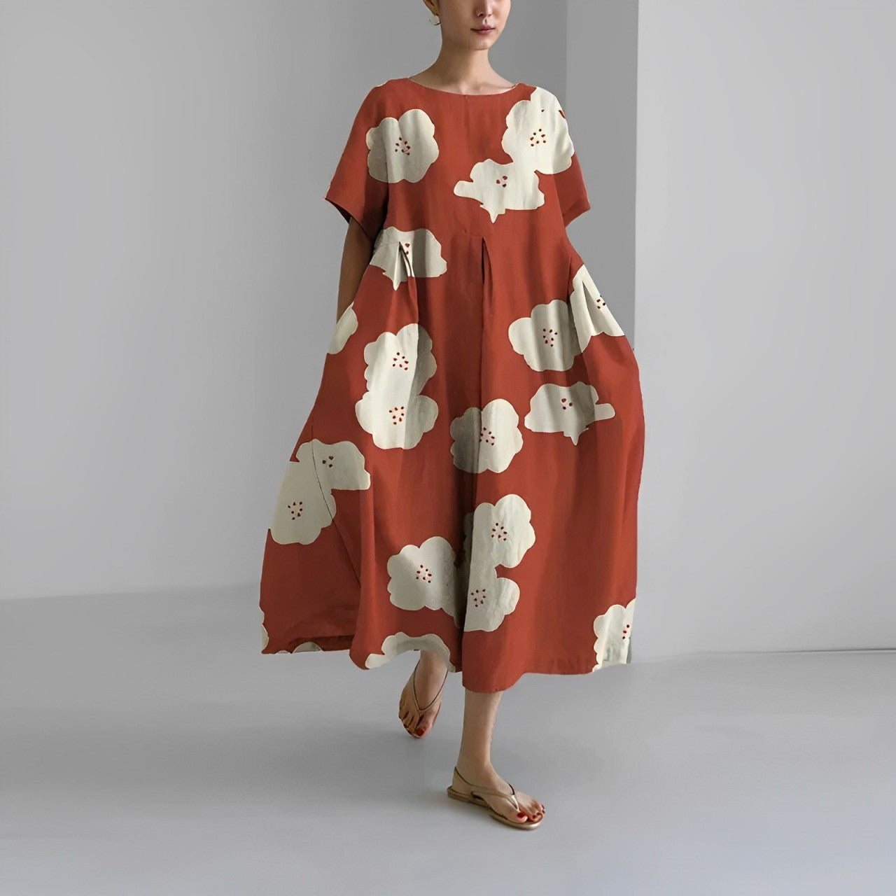 Capucine – Bloemenjurk van Viscose in Boheemse Stijl