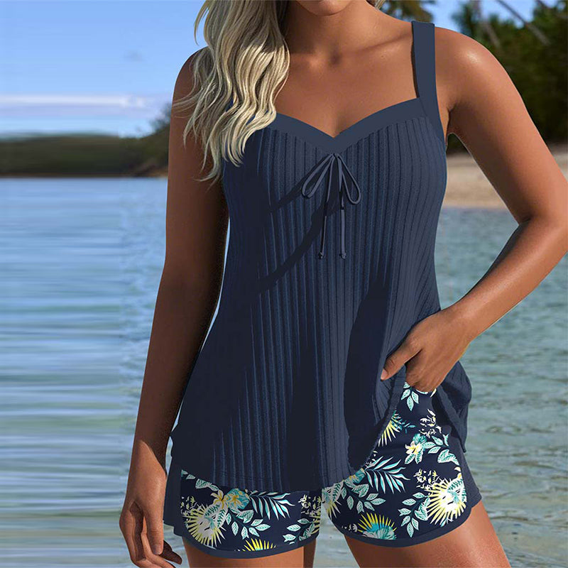 Elfriede | Gestreepte Tankini met comfortabele Strandshorts