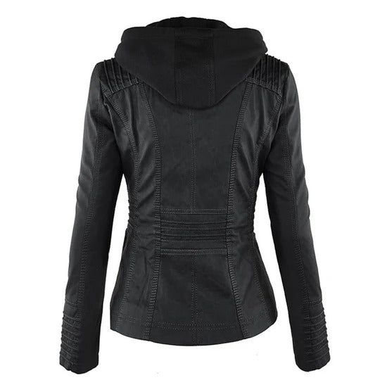 Ivory™ | Weerbestendige Dames Leren Jas met Capuchon