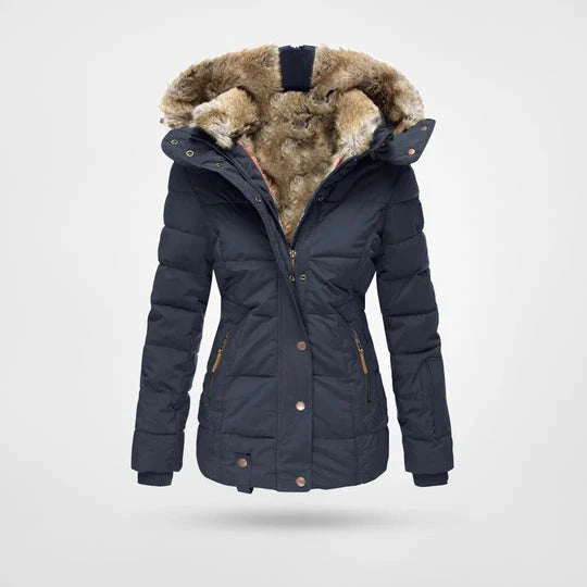 Elvira™ – Winterjas met bontkraag en slank snit