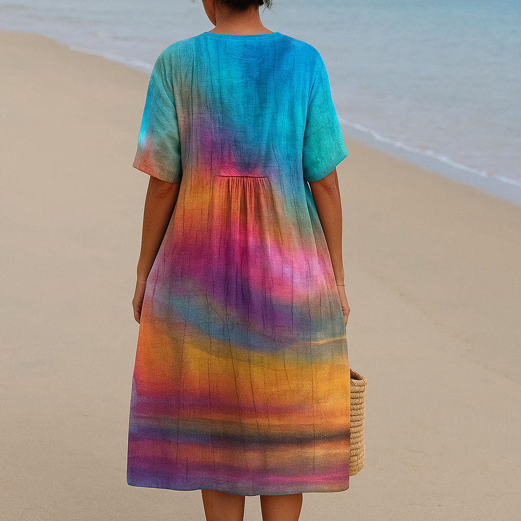 SOLÈNE | Tie-dye jurk zonsondergang